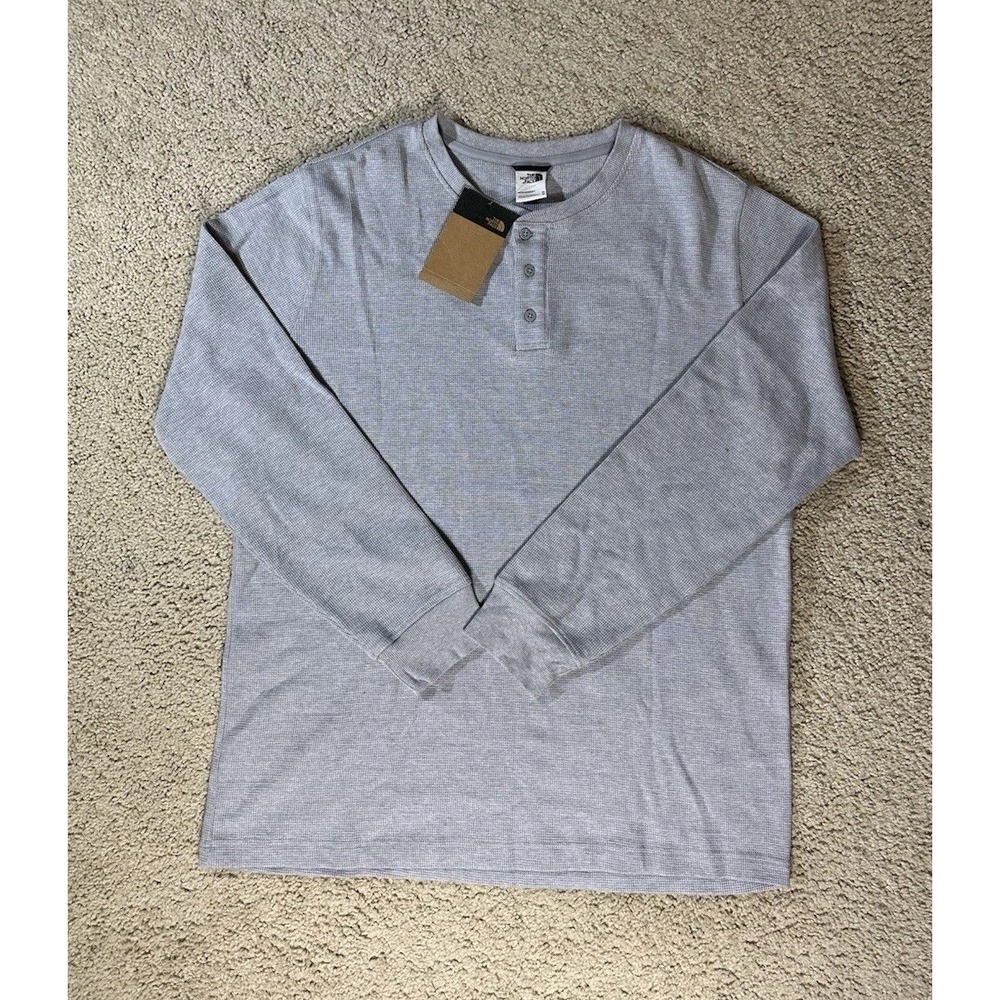 The North Face Terrain Waffle Knit Henley In Meld Gray Heather Men Size XL